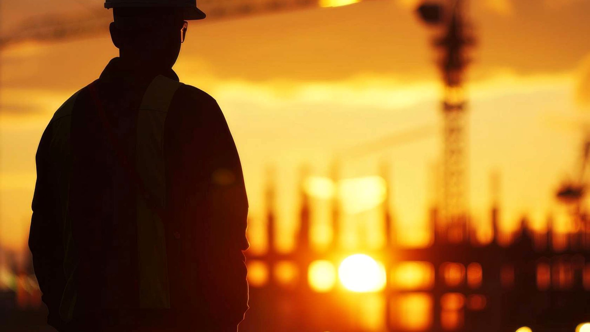 Trabajador SUTTRRA frente a infraestructura al atardecer